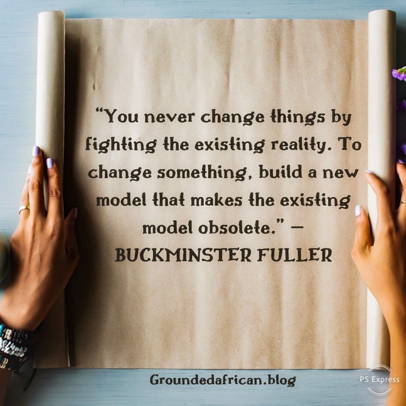 Scroll containing quote by Buckminster Fuller