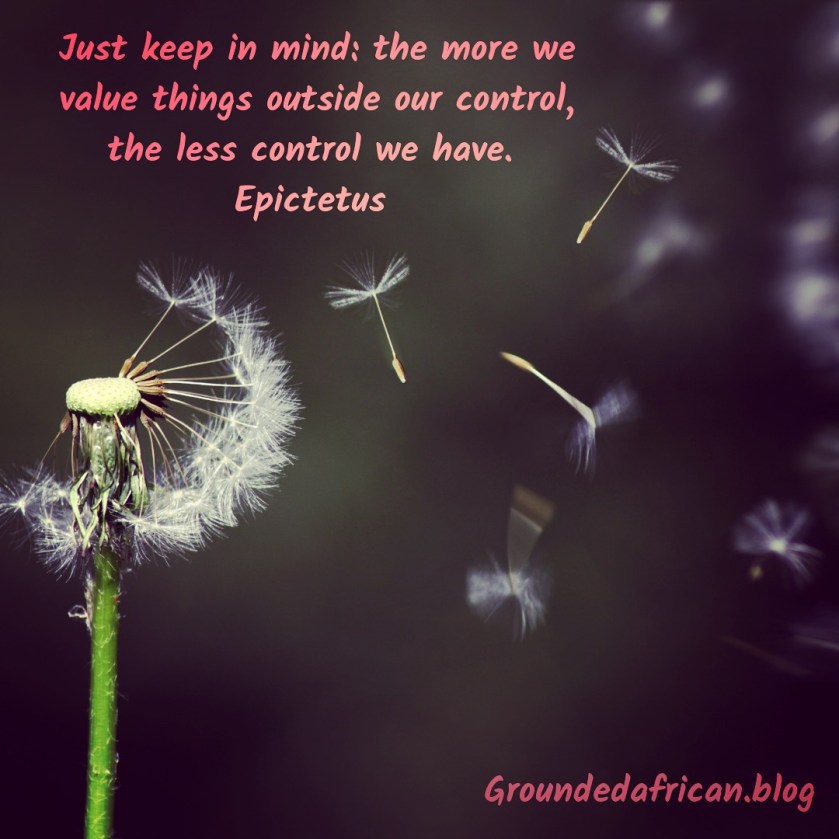 Dandelion being blown. Quote by Epictetus