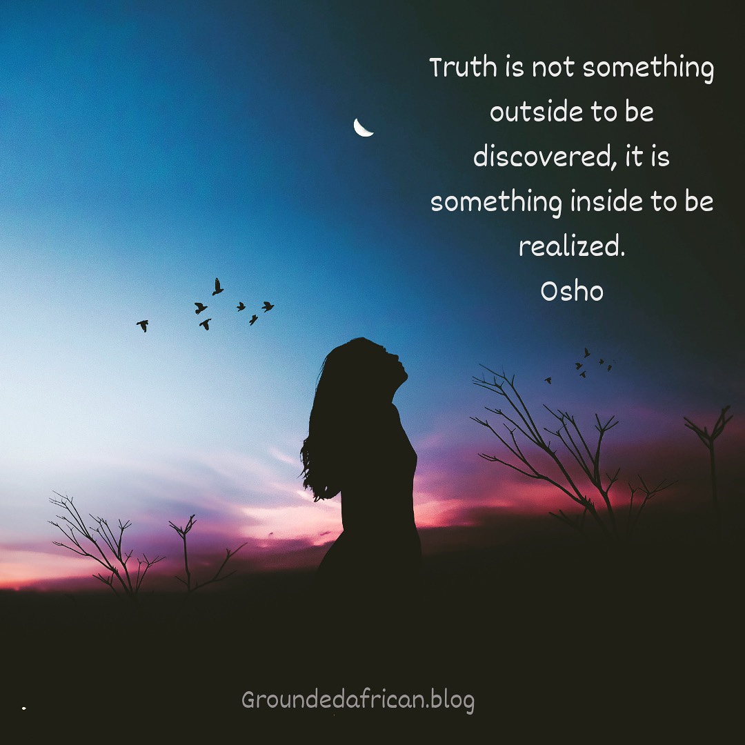 Women kneeling and looking to sky at sunset. Quote by Osho 