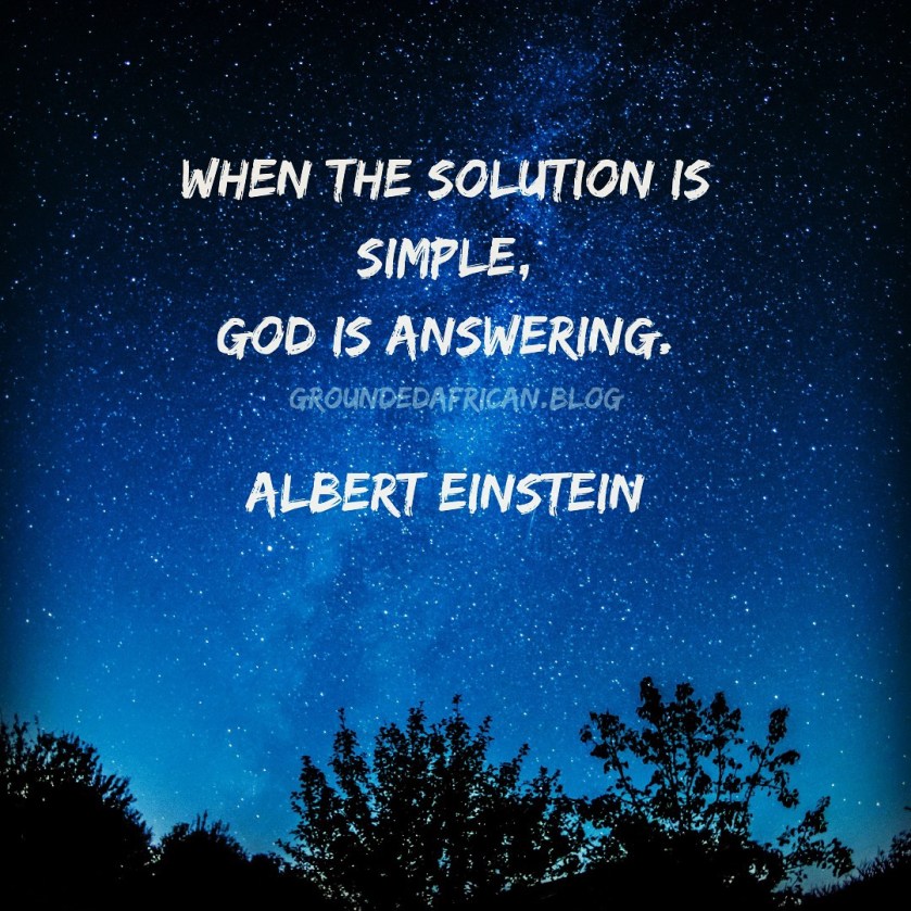 Star-filled night sky above a tree lined landscape. Quote by Albert Einstein 