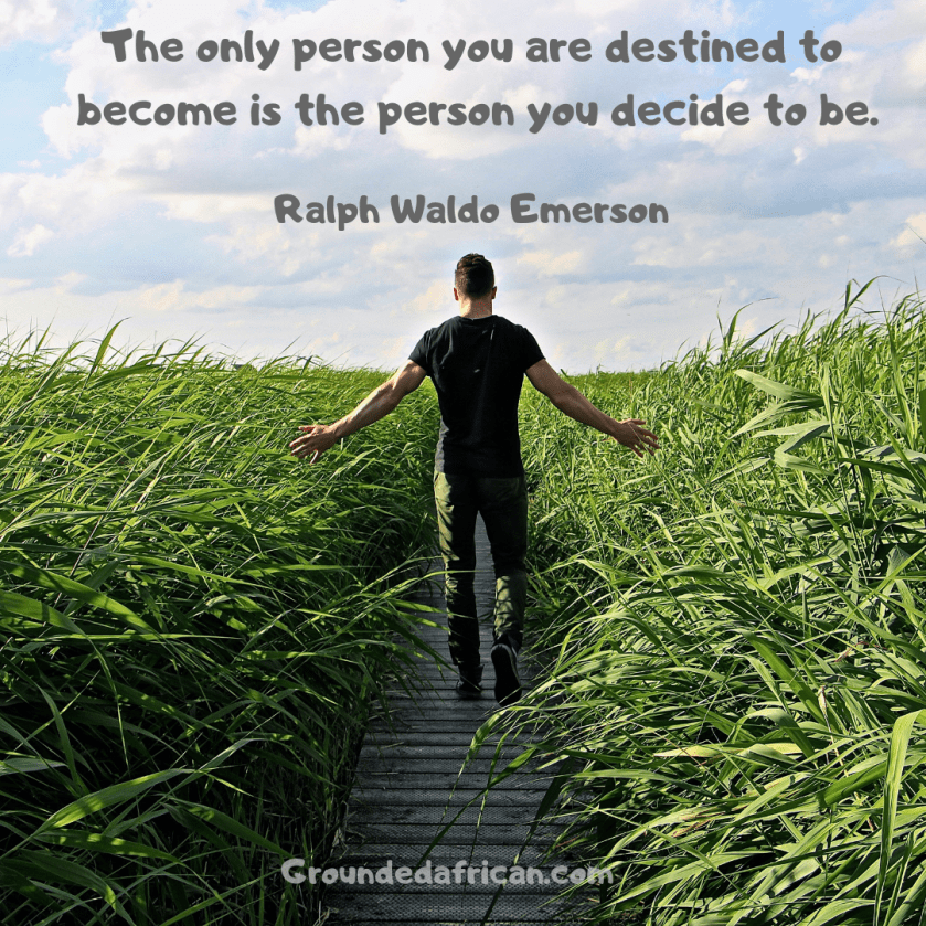 Man walking in sugar cane field. Quote by Ralph Waldo Emerson 