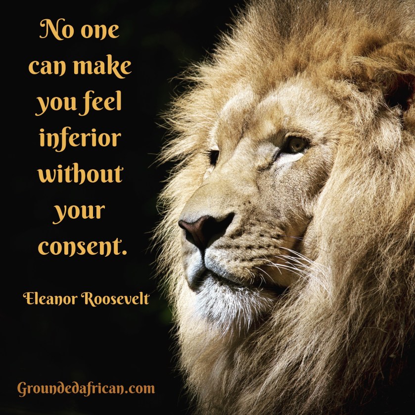 Male Lion. Quote by Eleanor Roosevelt 