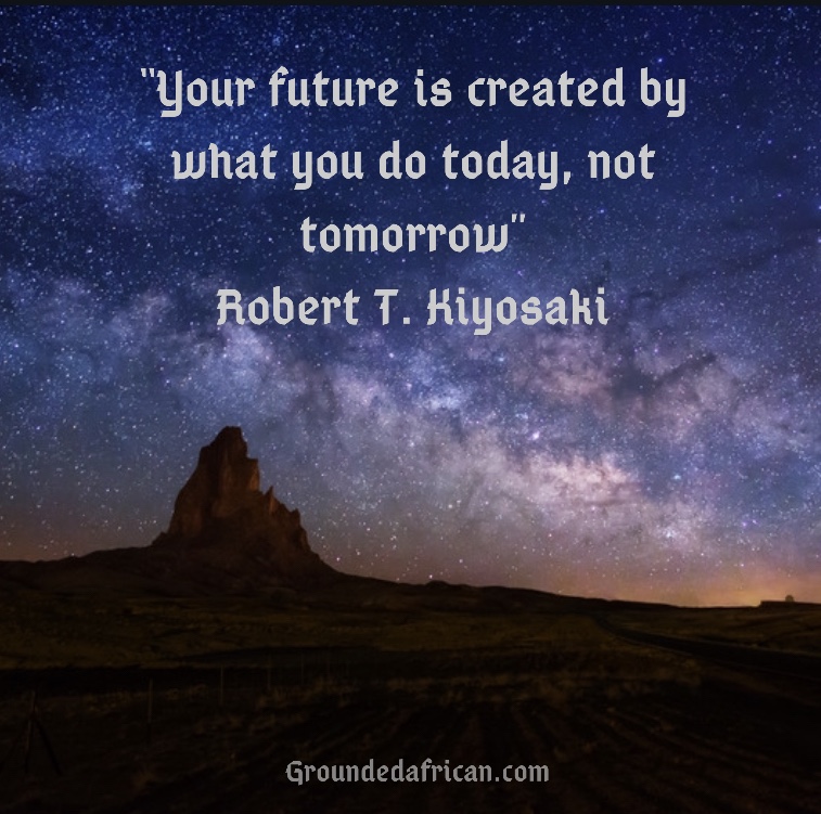 Star filled sky. Quote by Robert T.Kiyosaki