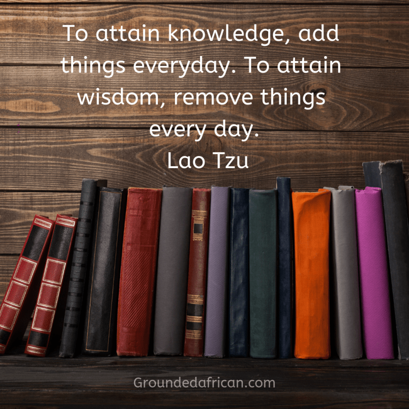 Books on a shelf. Quote by Lao Tzu