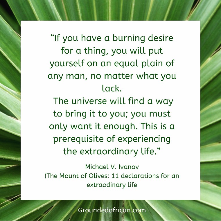 Quote by Michael V. Ivanov in a white square over a palm leaf 