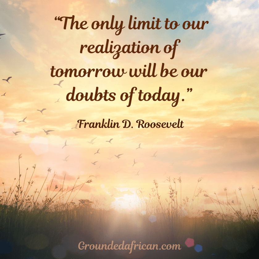 Sunrise over a field. Quote by Franklin D Roosevelt 