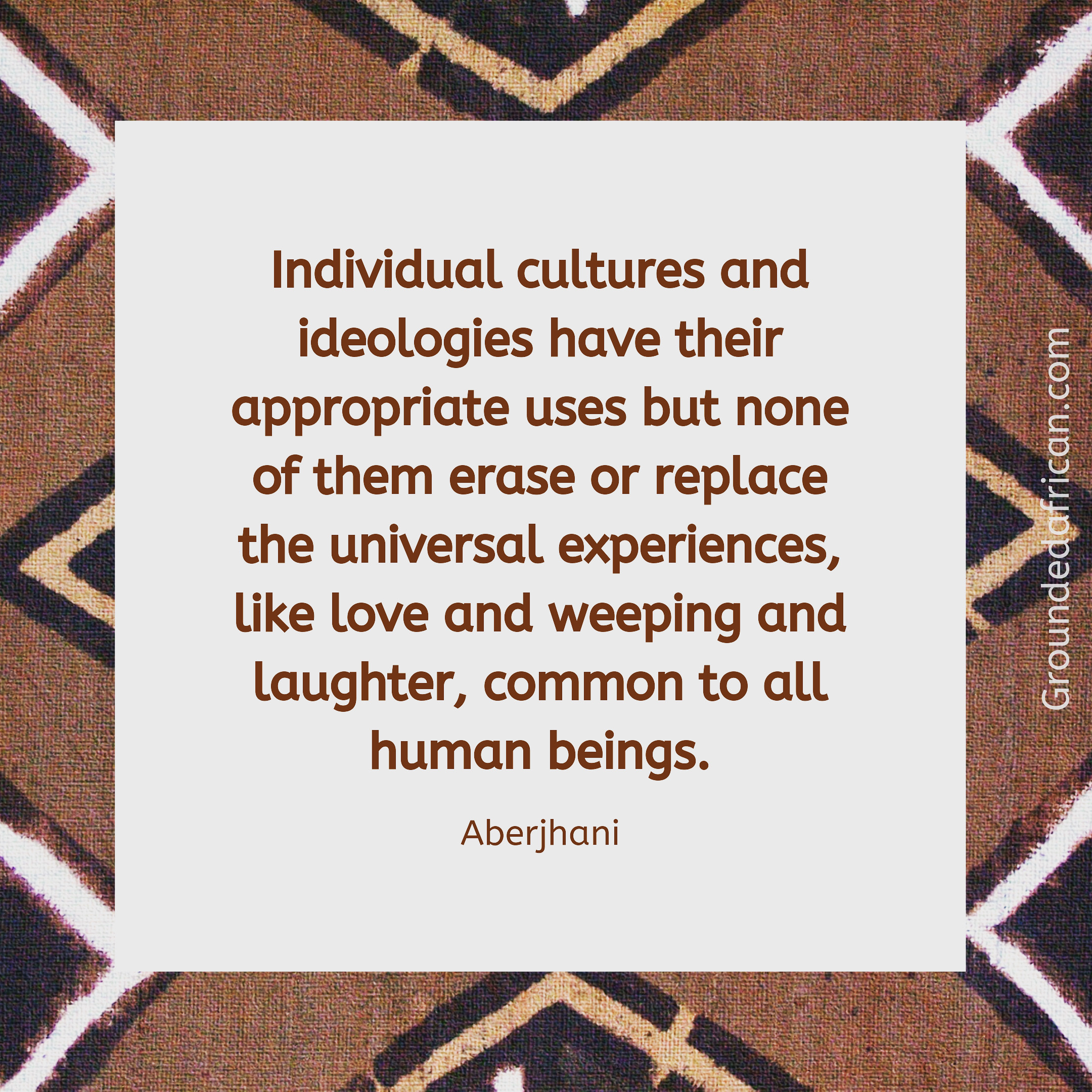 African Nguni like print with quote in white box 