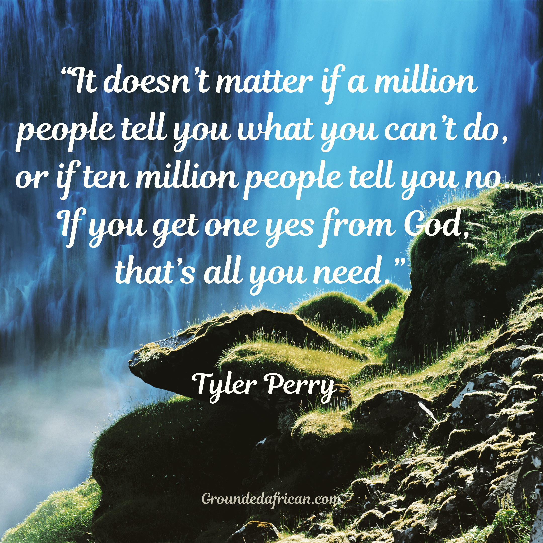 Waterfall and moss covered rocks