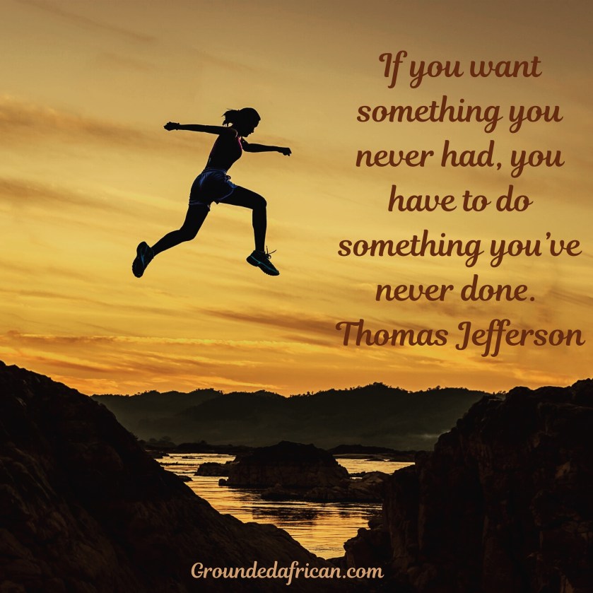 Women jumping over abyss