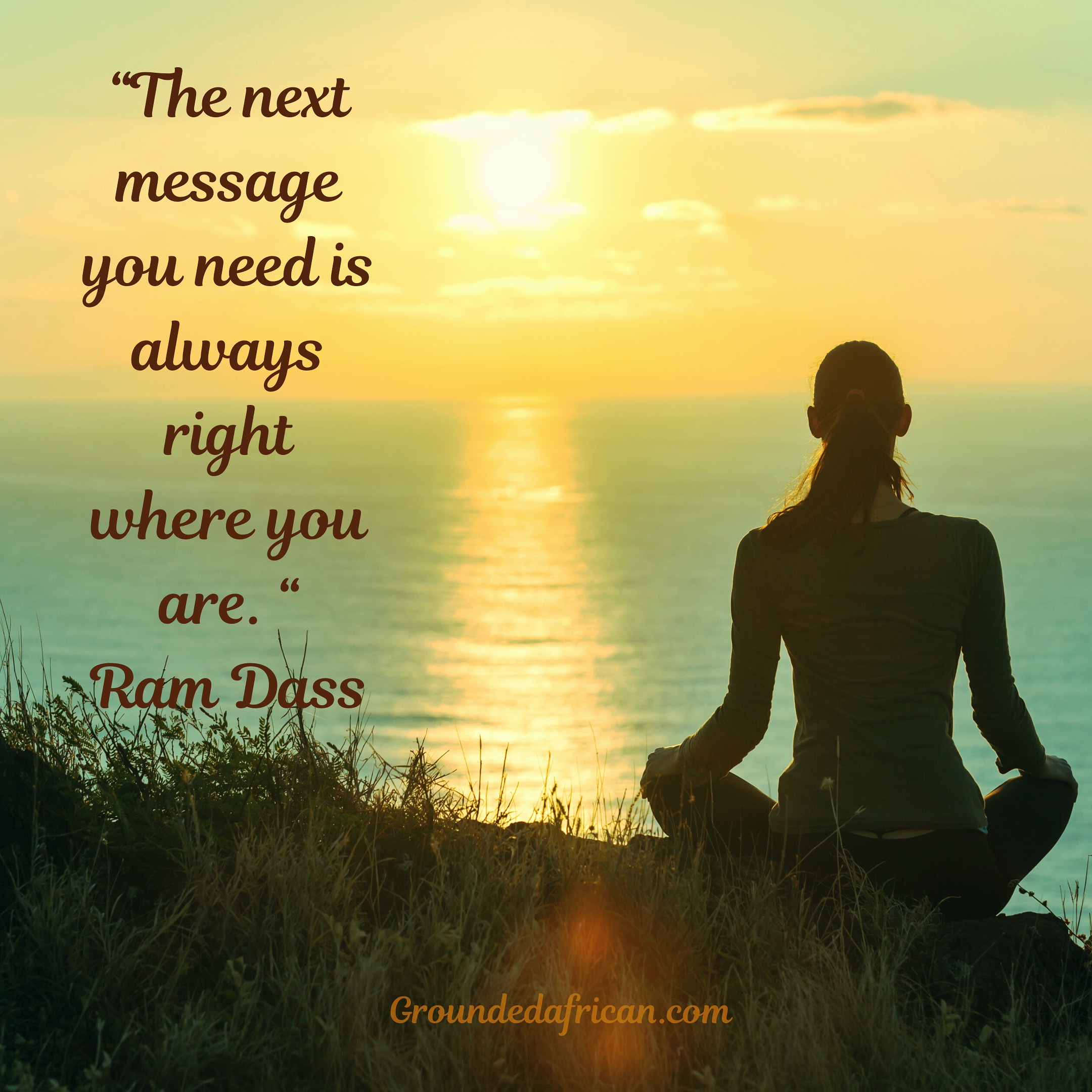 Lady meditating at water’s edge